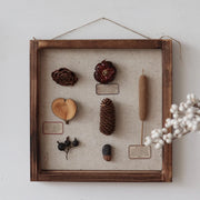 Cadre photo vintage bois nordique avec fleurs séchées - Décoration murale rétro pour salon