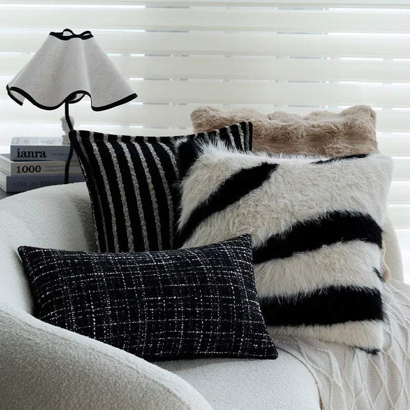 coussins décoratifs moderne noir blanc imprimé animal géométrique 30x50cm 45x45cm