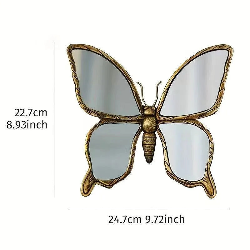 miroir papillon doré libellule artisanal crochet dentelé décoration murale decor espejo