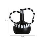 vase céramique noir blanc moderne rayures checkerboard décoration table arrangement fleurs