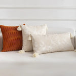 coussin patchwork fleur bohème chic blanc orange pompons adhésif 30x70cm 45x45cm polyester coton lavable