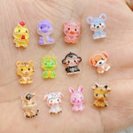 bijoux ongles animaux mignons résine cartoon grenouille rat chien singe vert bleu jaune rose