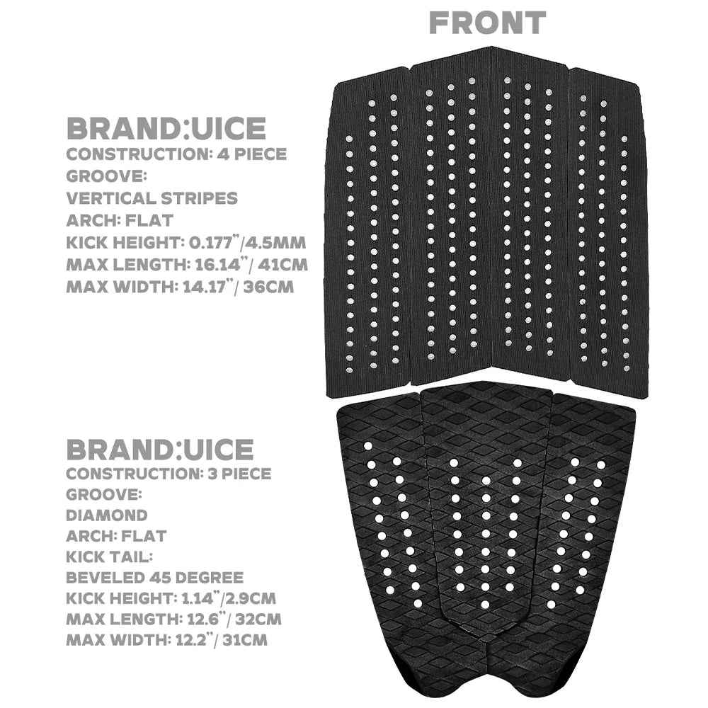 tapis surf noir rayures verticales adhésif anti dérapant traction pad surfboard longboard avant arrière