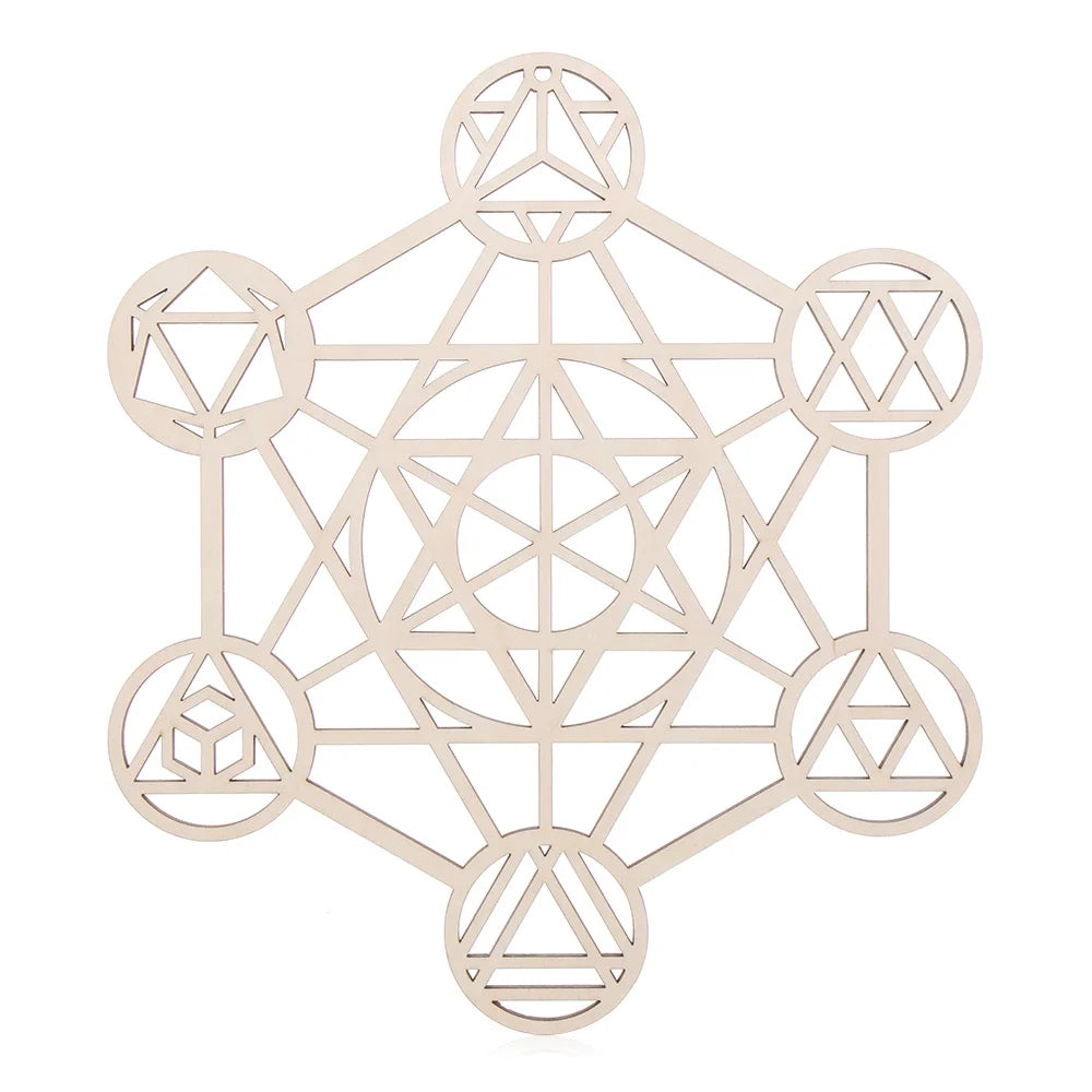 coasters bois clair gravure circulaire fleur vie om lotus minimaliste 14cm 30cm