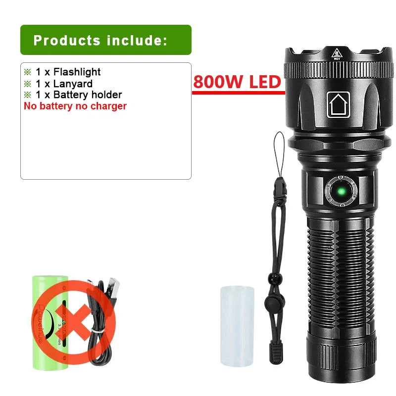 lampe torche rechargeable led 800w intense moderne robuste noire texturée