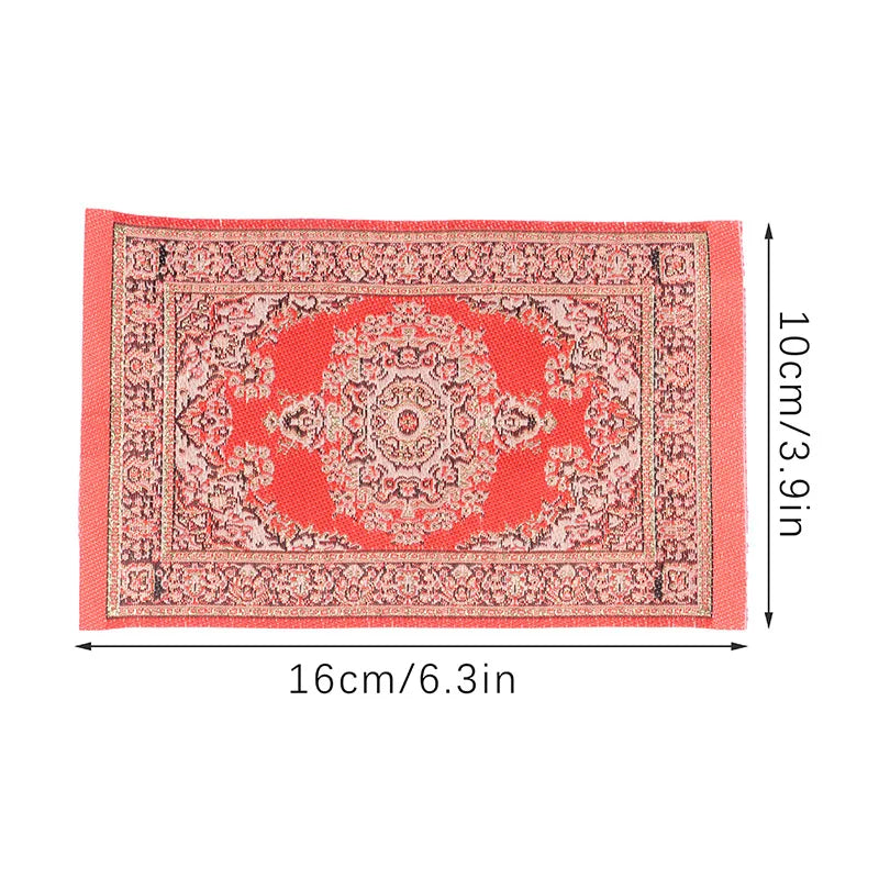 tapis ornements floraux motifs géométriques rouge beige bleu rose vert classique traditionnel miniature