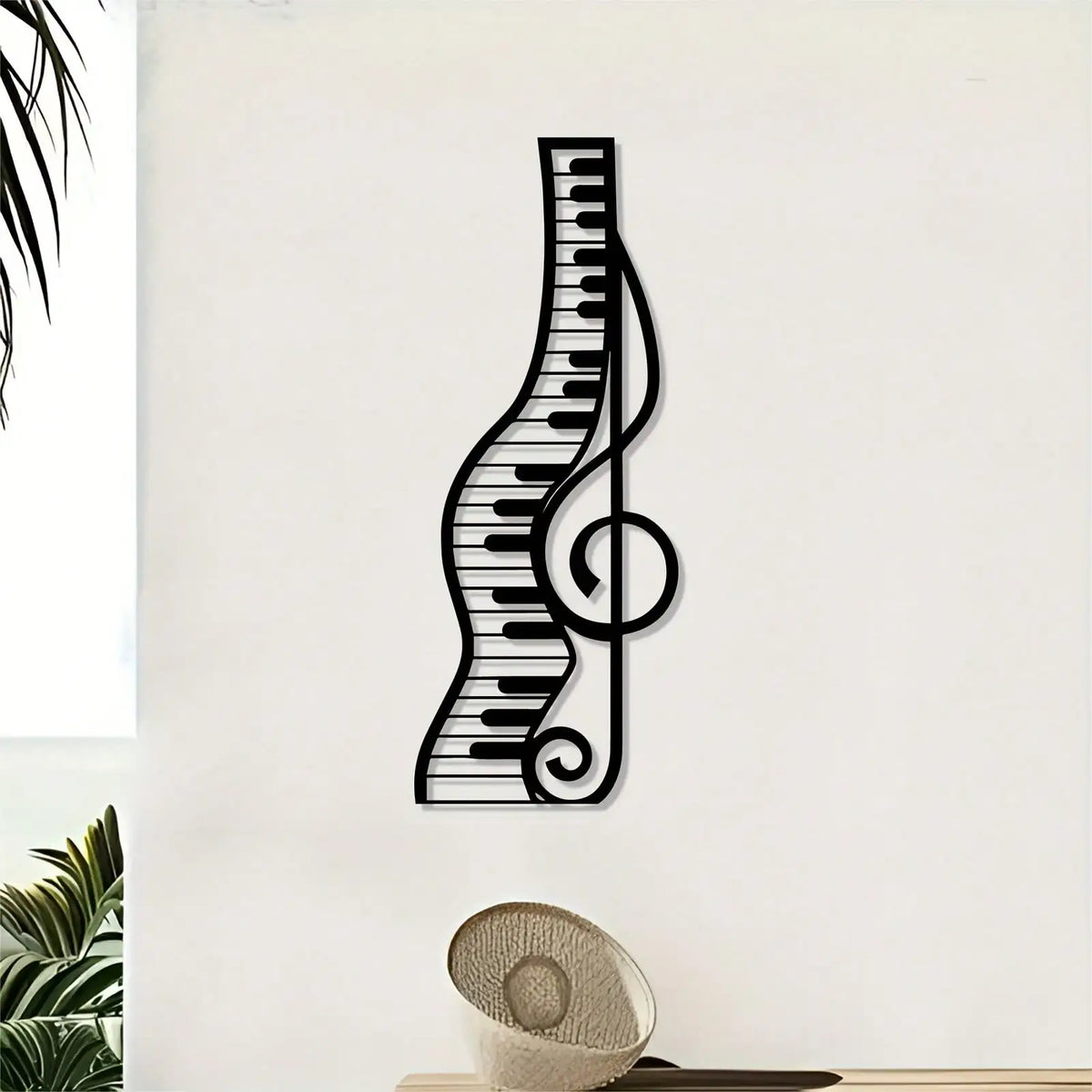 décoration murale moderne piano clef sol métal noir adhésif salle séjour chambre erotique contemporain