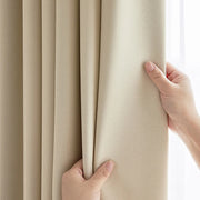 rideau occultant beige plissé haute opacité voilage transparent moderne tissu texturé fixations anneaux
