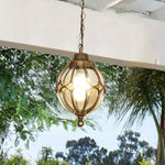 lampe suspendue vintage bronze transparente rétro ajourée chaîne ajustable 220v e27