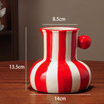 vase table céramique moderne rayé bleu rouge vert blanc noir