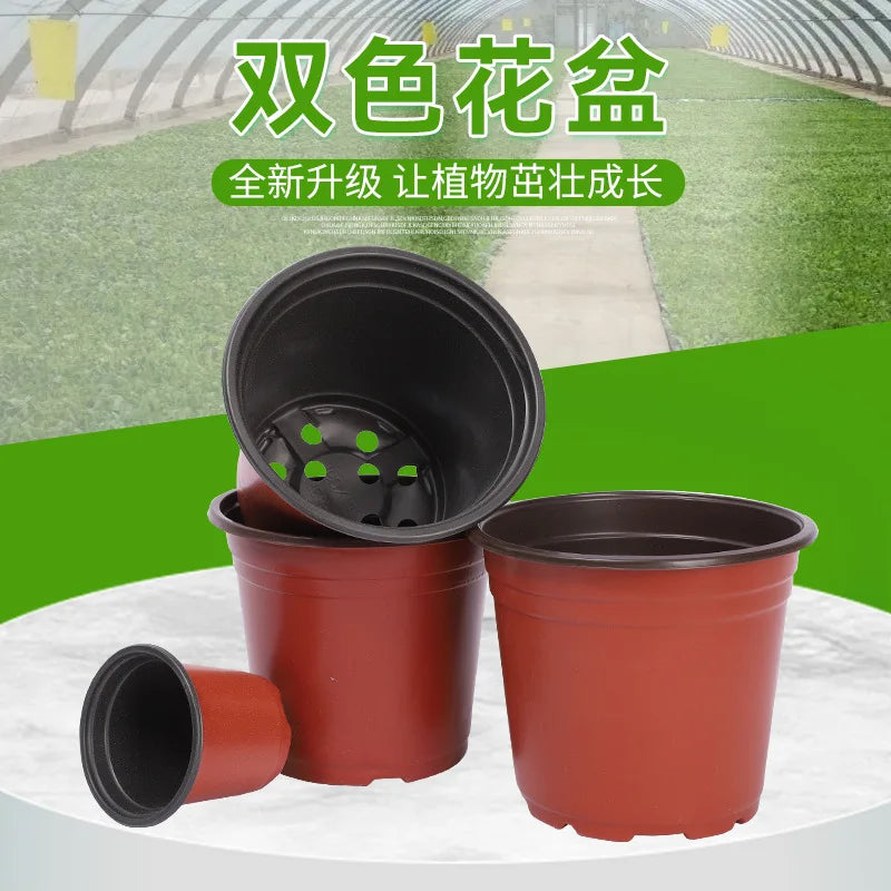 pots fleurs plastique rouge noir modernes grille drainage 9cm 10cm 11cm 12cm 13cm 14cm