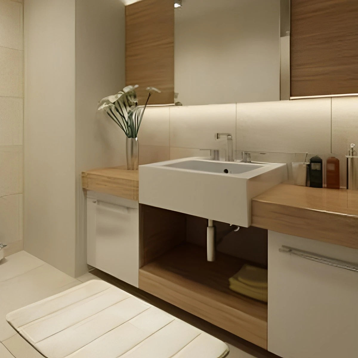 tapis bain moderne doux beige rose violet gris clair respectueux environnement 60x40cm