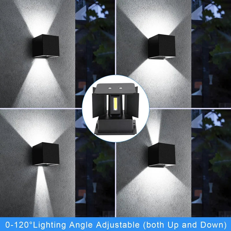 lampe murale moderne led 12w noir mat ip65 verre trempé aluminium