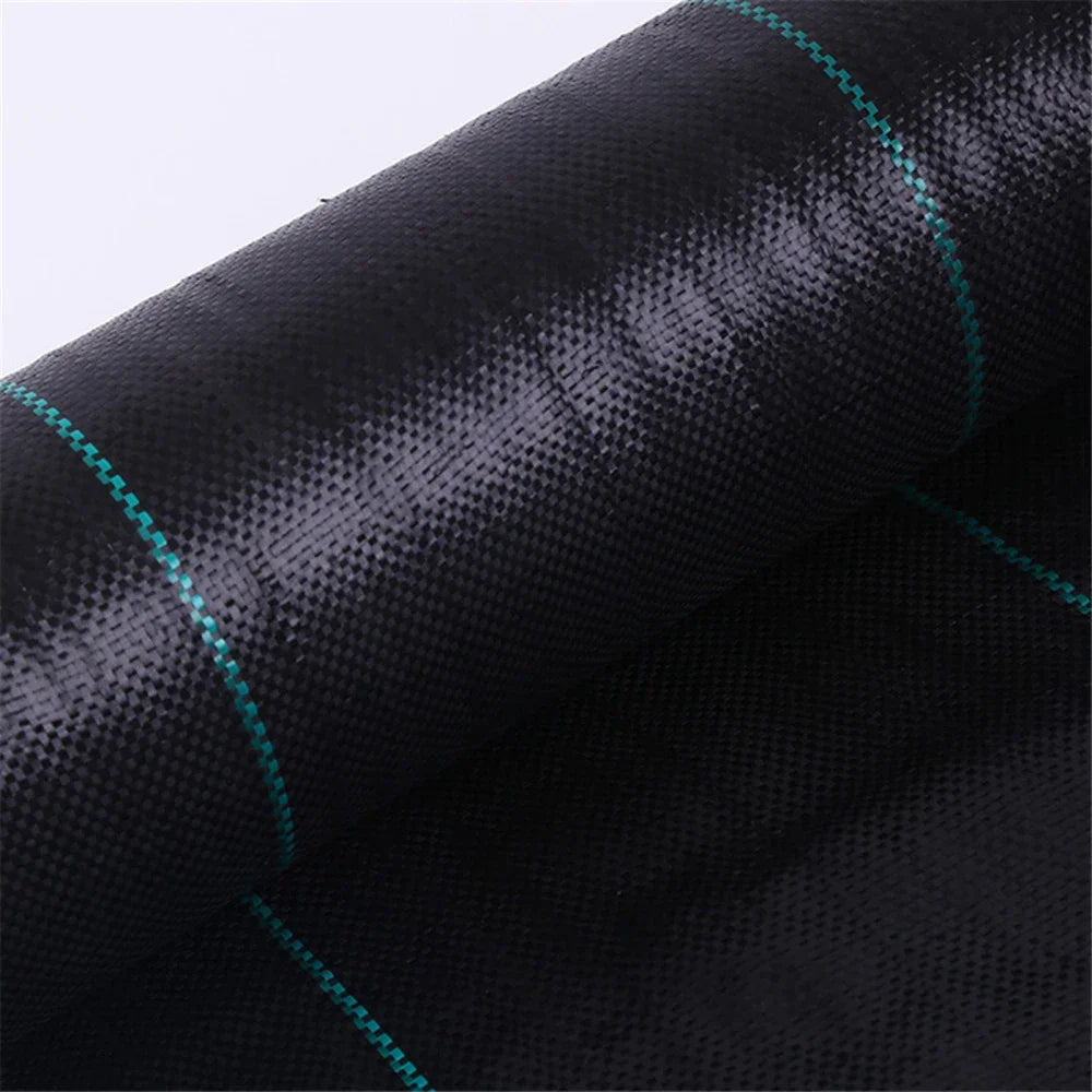 tissu protection jardin noir texture tissée lignes vertes moderne durable anti herbe plastique