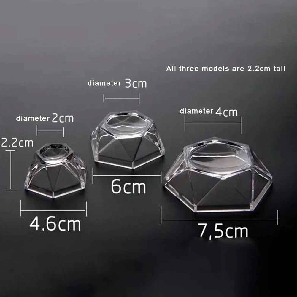 présentoir transparent support présentation acrylique facettes géométriques moderne boule clip base décoration