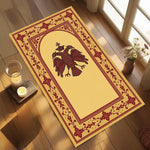 tapis prière aigle byzantin jaune bleu rouge ornement floral classique extérieur moderne polypropylène polyester