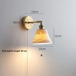 lampe murale moderne or blanc rayures minimaliste japonais interrupteur tirer ampoule led vis fixations