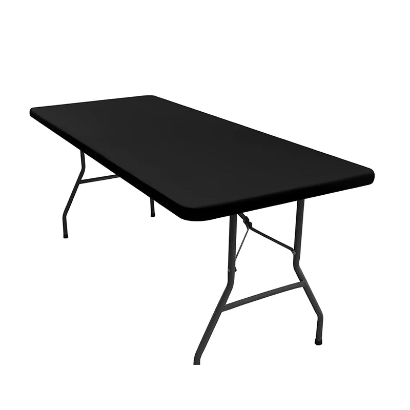 nappe rectangulaire élastique polyester coton imperméable halloween moderne table noire serviettes assiettes verres bougie