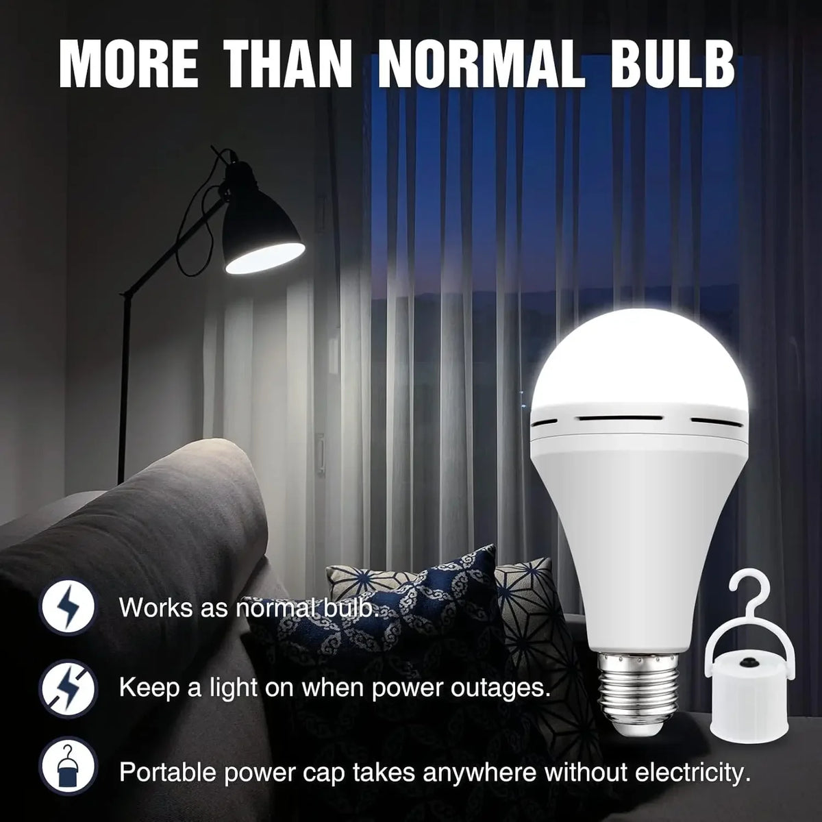 ampoules led rechargeables urgence blanc ecrou e27 batterie abs certifications rohs fcc longue durée