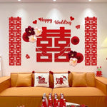 décoration murale mariage motifs chinois double bonheur fleurs artificielles cœurs happy wedding