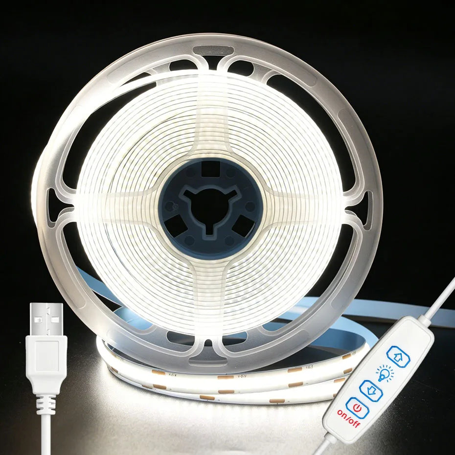 ruban led blanc 320 leds mètre adhésif flexible contrôleur boutons usb