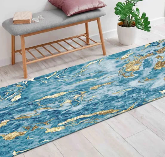 tapis marbré doré élégant salon moderne ornemental polypropylene blanc noir decoration maison chambreextérieur