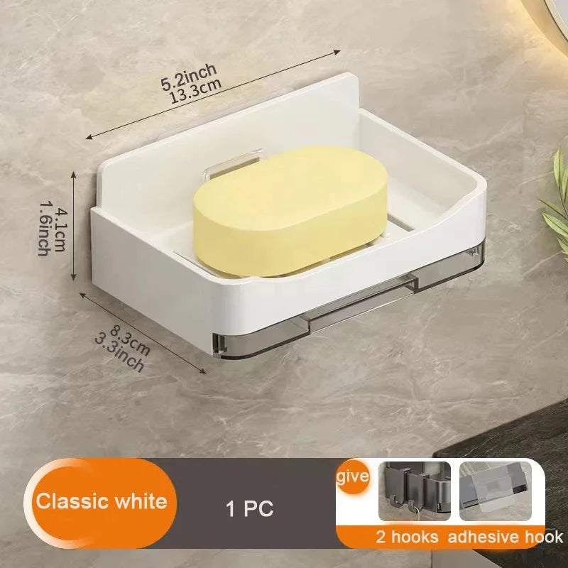 rangement mural adhésif savon eponge bac eau moderne gris jaune orange minimaliste