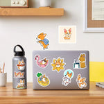 stickers autocollants dessins animés chiens corgis orange blanc bleu jaune vert rose bruns waterproof
