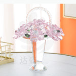 panier fleurs cristal transparent motif floral rose bleu élégant décoration intérieure vase transport