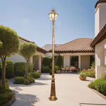 lampe rue élégante dorée vintage détails sculptés base octogonale ip65 led industrielle
