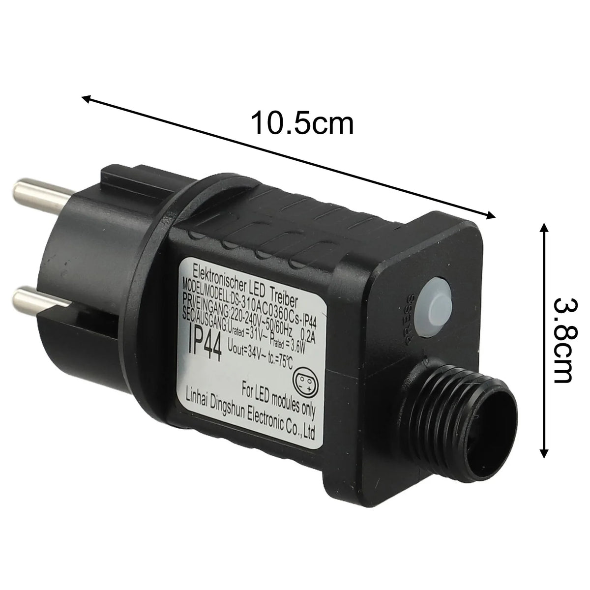 adaptateur électrique noir moderne 3.6w prise ue cable information technique étanche ip44 led