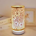 lampe table moderne blanc beige doré écolo flux lumineux géométrique adhésif textile certifications rohs