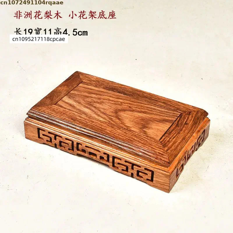 support bijoux bois marron motif géométrique gravé classique sculpté base creuse vase bonsaï théière