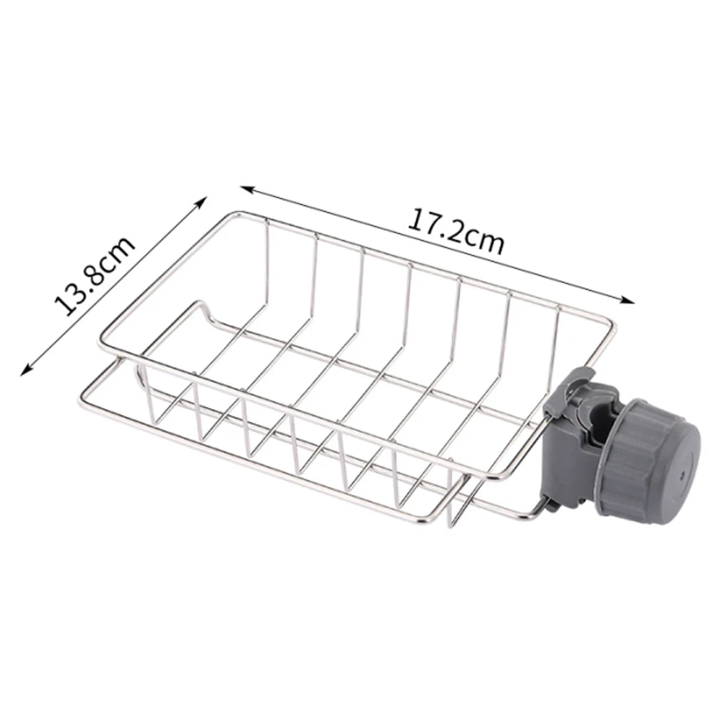 support vaisselle acier inoxydable moderne grille clips argenteé brosse gant éponge
