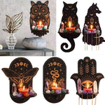 décoration murale bohème bougeoir suspendu étagère murale bois découpes ajourées motifs animaux gothique