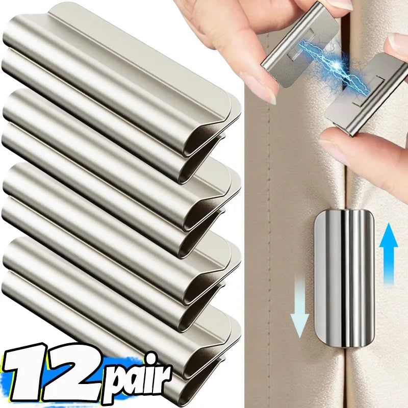 clips magnétiques rideaux argentés modernes empêcher fuite lumière chambre maison 12 paires 24 pièces