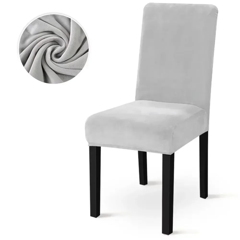 housse chaise velours doux moderne élastique beige gris ajustée chaise mariage banquet
