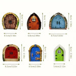 portes décoratives bois fée bleu rouge vert poignées verrou motifs floraux fantaisie enfantine