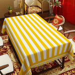 nappe rayée jaune blanche moderne imperméable lavable machine réutilisable extérieur mariages fêtes