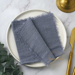 serviettes table coton beige bleu marine franges rustique réutilisables pack 20 cm32cm