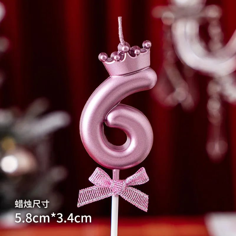 bougies numeriques rose couronne ruban brillant pique decoration anniversaire festif chiffres princesse