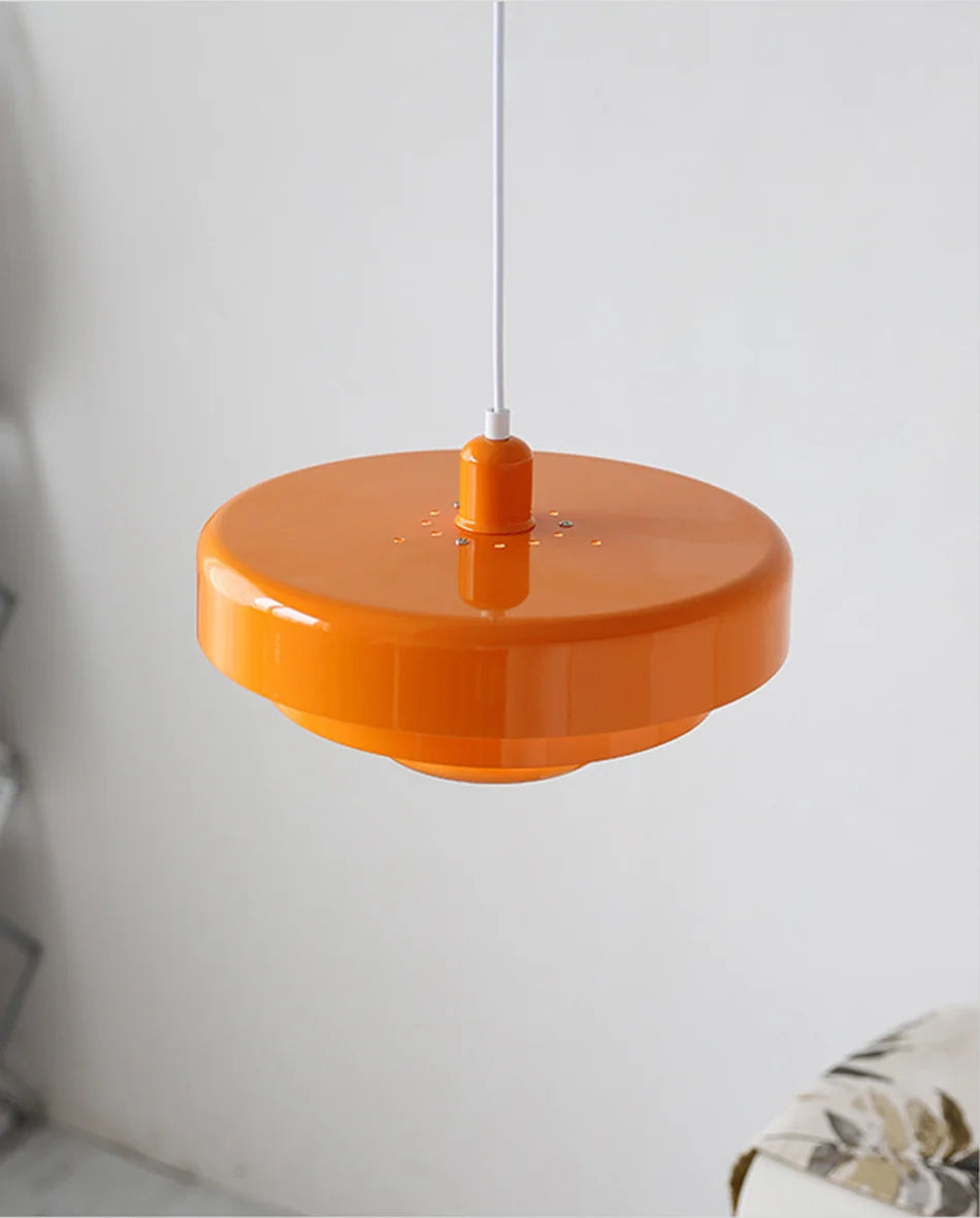 Suspension lumineuse moderne circulaire stratifiée blanc orange vert foncé scandinave chambre restaurant