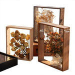 cadre bois moderne fleurs séchées transparent verre beige brun inch đen
