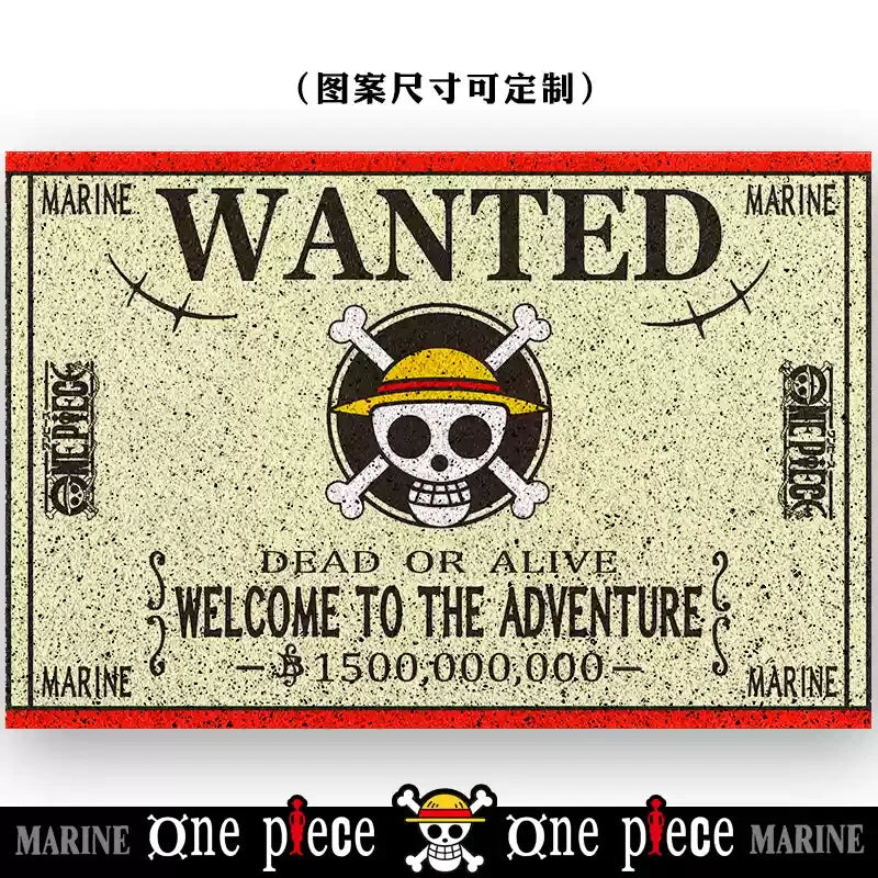 tapis d'entrée one piece noir blanc rouge personnages bienvenue chez toi logo/svg anime moderne