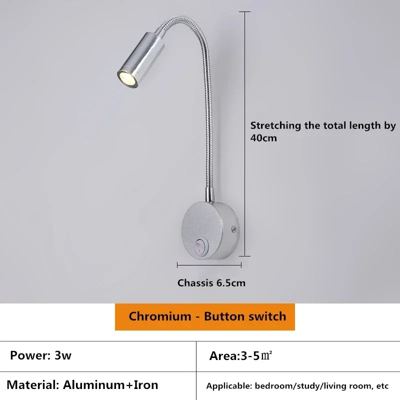 lampe murale led moderne noir blanc or chrome minimaliste contemporaine interrupteur rotatif eyelets