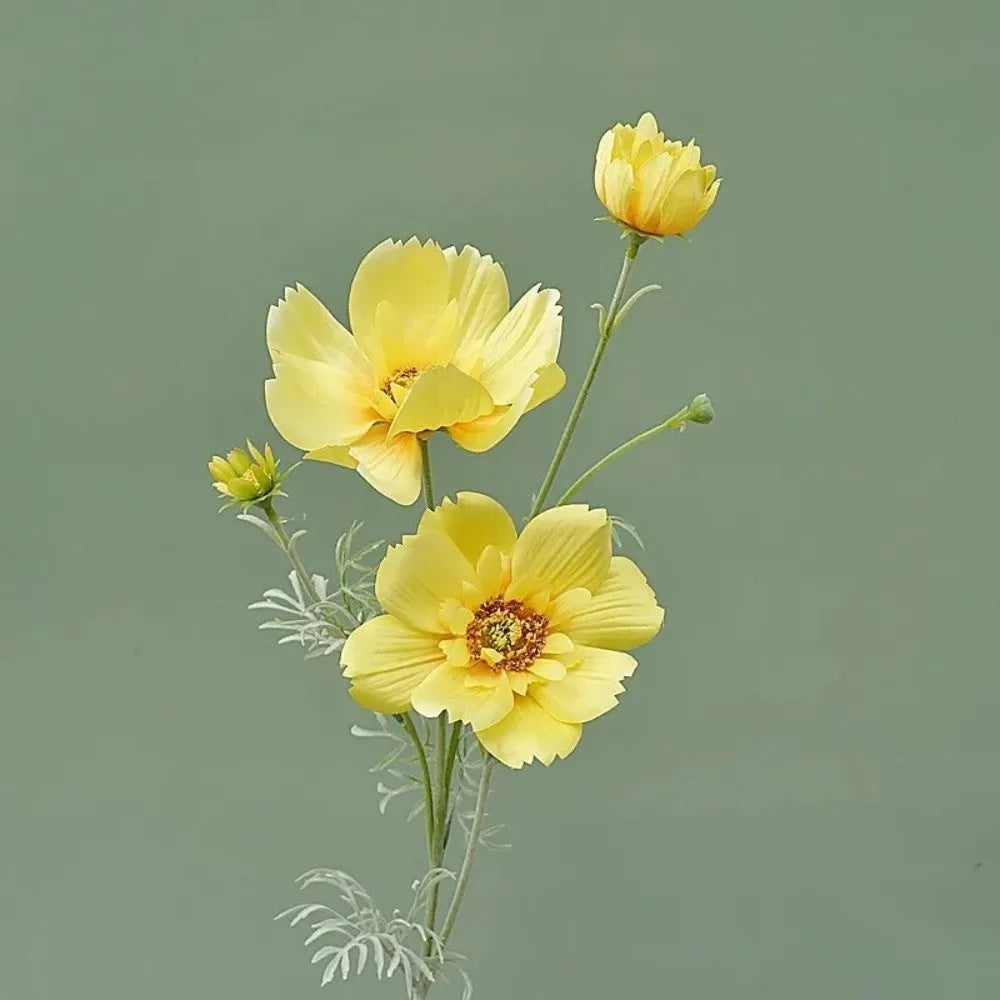 fleurs artificielles modernes bouquet décoration intérieure anniversaire baby shower blanc violet orange jaune