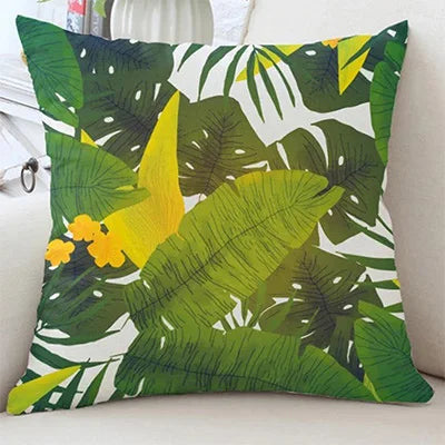 coussin carré moderne feuilles tropicales 100% polyester 35x35cm 45x45cm 50x50cm 60x60cmversible lavable