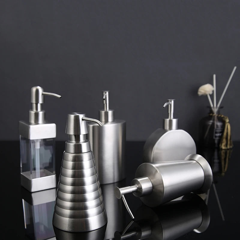 distributeur savon liquide moderne argenté 260ml 300ml 320ml 350ml 400ml 500ml 550ml pompes pression