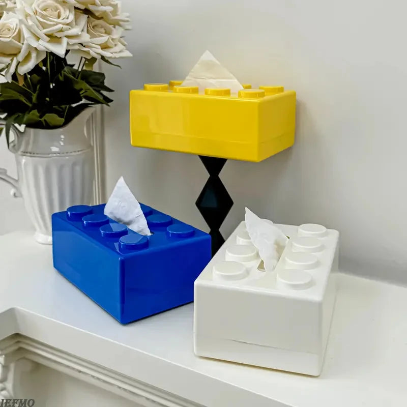 boîte mouchoirs moderne blocs construction couleur rouge noir vert bleu blanc jaune