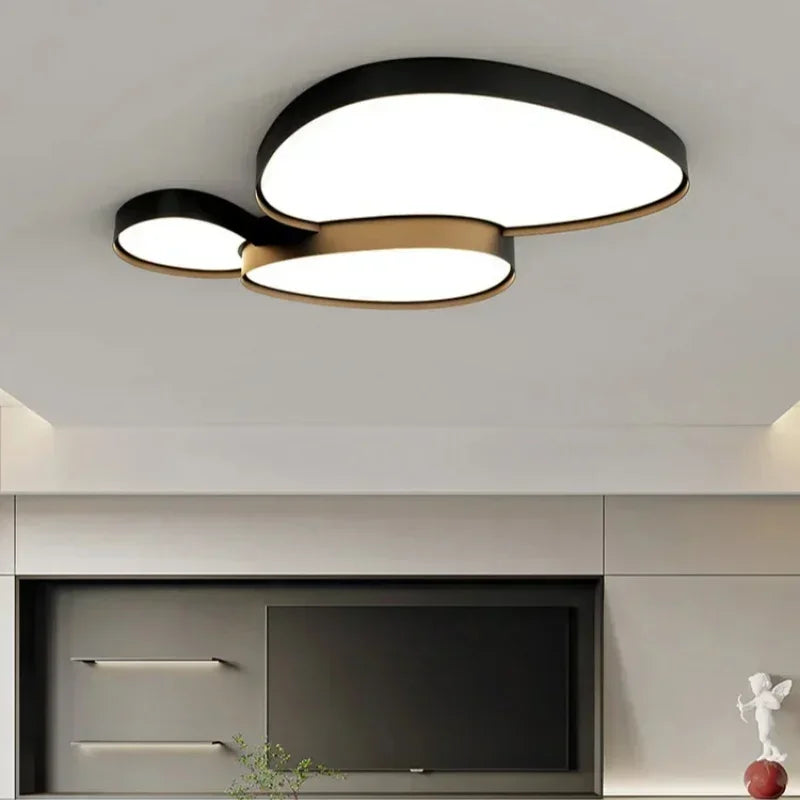 plafonnier led moderne minimaliste blanc noir plusieurs cercles ovales imbriqués fixé éclairage salon chambre